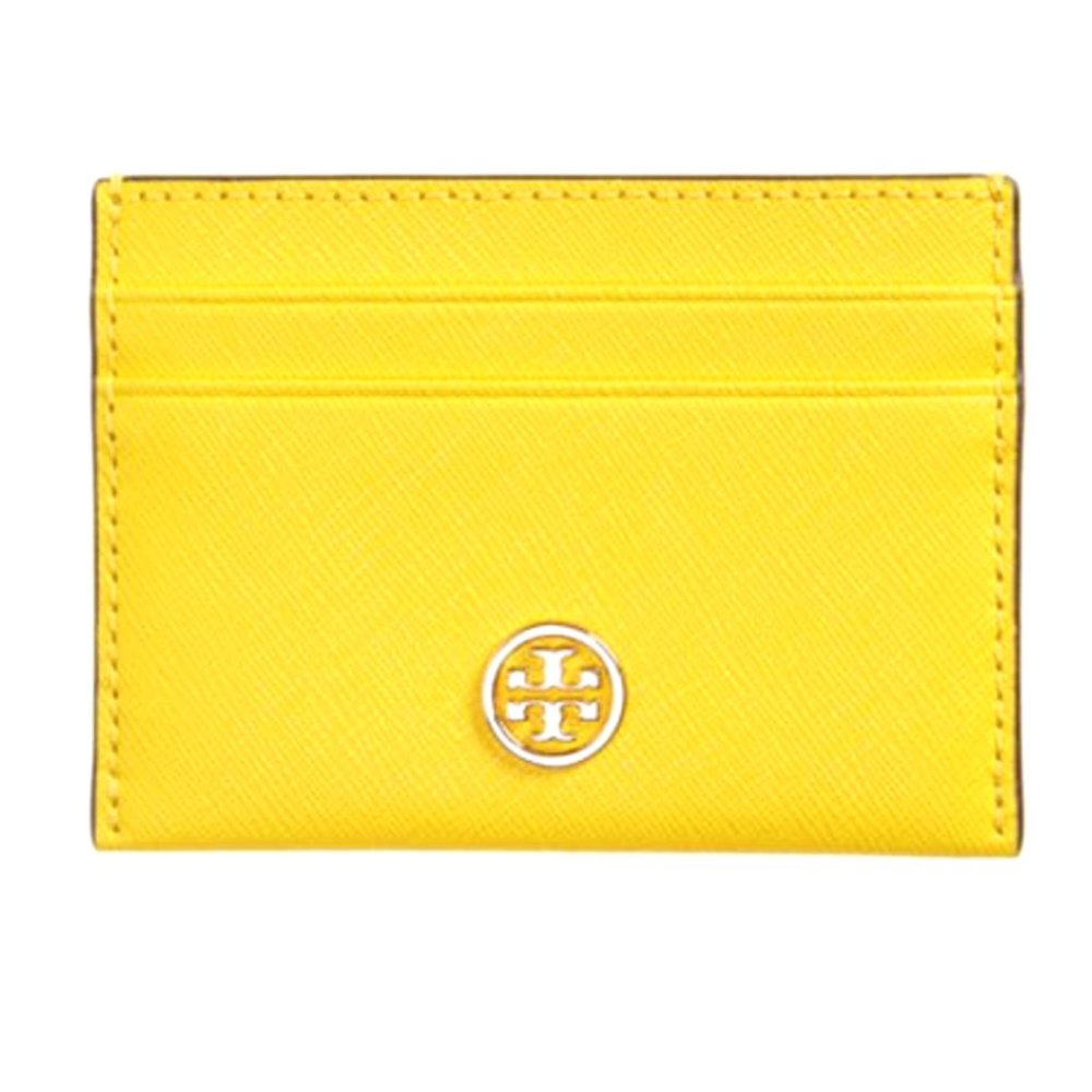 Tory Burch Leather Card Case LEMON DROP Yellow NWT